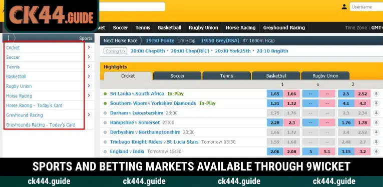 9Wicket at CK444 – Sports Betting With Back and Lay Markets 2 From Cricket Match Odds to live Back and Lay markets